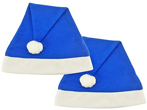 Ciffre 2 er Set Weihnachtsmütze Nikolausmütze Blau Uni Schlicht einfach Mütze Weihnachtsmarkt X37