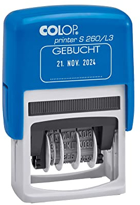 Colop 105654 Datumstempel Printer S260 Gebucht Abdruck blau-rot