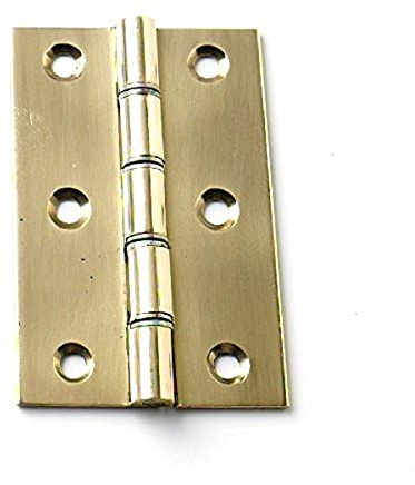 Merriway BH02209 Double Steel Washered Hinge, 75mm (3 inch) - Polished Brass, Pack of 2