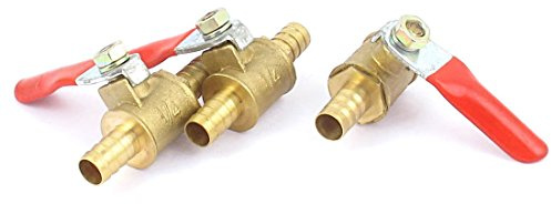 sourcing map 3 Stück Kugelhahn Wasser Kraftstoffleitung Absperrventil, 8mm Schlauchtülle auf 8mm Schlauchtülle, Schlauchverschraubungen, 180 Grad Bediengriff, Messingventil