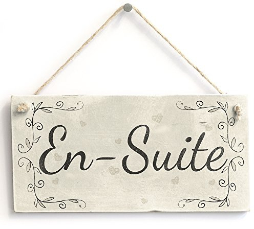 En-Suite Hanging Door Sign, Cottage Style Bathroom Decor | Soft bathroom styling with cottage detail