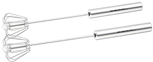 PEARL Zauberquirl: 2er Set Multi-Quirl mit Drehautomatik, Edelstahl, 25cm (Wiener Quirl, Handquirl mechanisch, Küche)