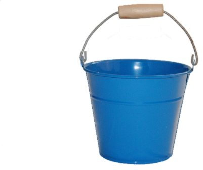 1 Stück Metalleimer für Kinder Metall Eimer blau Kindereimer Uni einfarbig