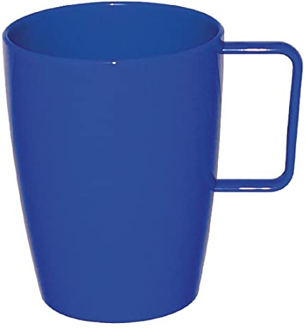 Olympia Kristallon Polycarbonate Handled Beakers 284ml (Pack of, 284 ml | Shatterproof blue picnic cups handle hot or cold drinks up to 100°C, commercial dishwasher safe for easy cleaning.
