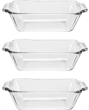 Anchor Hocking Glass Bread Pan, 1.5 Quart Loaf Pan, Set of 3