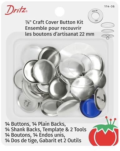 Dritz 114-36 Craft Cover Button Kit with Tools, Size 36 - 7/8-Inch, 14-Sets