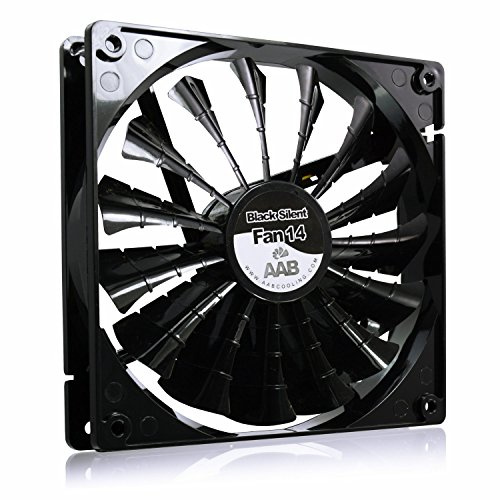 AAB Cooling Black Silent Fan 14 - Leise und Efizient 140mm Gehäuselüfter mit 4 Anti-Vibration-Pads - CPU Kühler, PC Lüfter, PC Fan, Lüfter PC