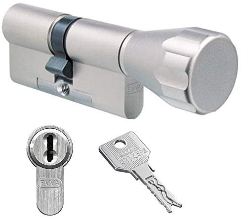 EVVA 3KS plus Hochsicherheits-Knaufzylinder mit 10 Schlüssel, Länge (a/b) 56/K51mm (c=107mm) K=Knaufseite, mit speziellem Bohr-u. Ziehschutz KZS, modulare Bauweise SYMO