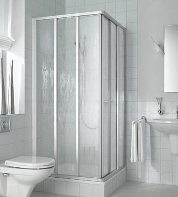 KERMI Nova 2000 eckeinstiegshälfte, 3-teilig silber matt; Art Fontana Glas; 80; 200