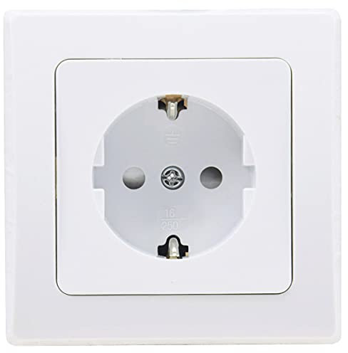 ChiliTec Steckdose Weiß Unterputz DELPHI 230V Schutzkontakt-Steckdose mit erhöhtem Berührungschutz Weiß
