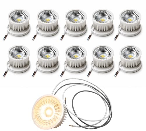 Trango 10er Pack 5 Watt 3 Stufen dimmbar MOCOBSD-C*10 LED Modul inkl. je 75cm Kabel T: 3cm 3000K warmweiß zum Austauschen GU10 MR16 Leuchtmittel Einbauleuchte, Deckenstrahler, Einbaustrahler