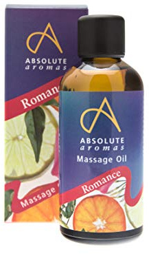 Absolute Aromas Huile de Massage et de Bain Romance 100ml - Huiles Essentielles Pures de Jasmin, de Menthe Verte et de Bois de Cèdre à base de Jojoba, d'Amande Douce et d'Onagre - Huile Corporelle Sensuelle
