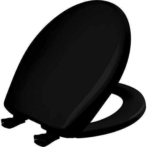 Bemis Classic Colors Slow Close Toilet Seat, Easy Clean Hinges and Durable Plastic Seat, Made in USA, Round, Black