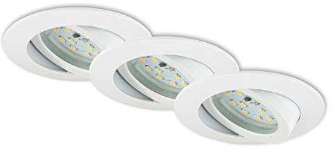 Briloner Leuchten 7209-036 LED Einbauleuchte, Einbaustrahler, LED Strahler, Spots, Deckenstrahler, Deckenspot, Lampen Wohnzimmer, led einbaustrahler 230v, Deckeneinbauleuchten, 5 Watt, 400 Lumen, schwenkbar, energiesparend, 3er Set, rund, weiß