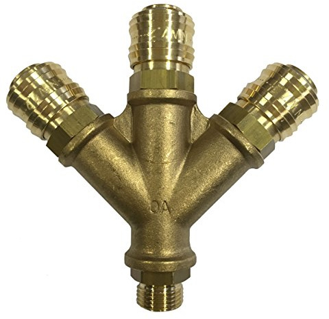 Druckluft Verteiler 3-fach mit Kupplungen und Außengewinde 1/2