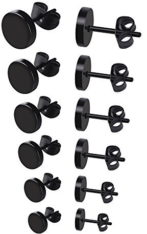 Mudder Ohrstecker-Set, Edelstahl, 3 mm bis 8 mm, 6 Paar