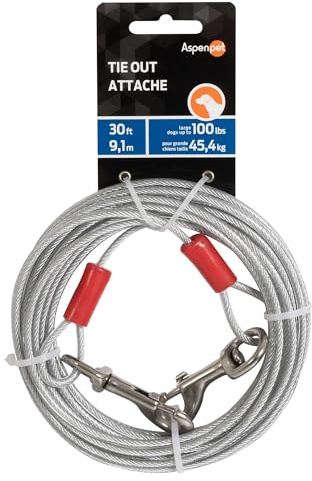 Aspen Pet Dog Tie Out Cable - 1700 lbs Break Strength - 30ft Cable
