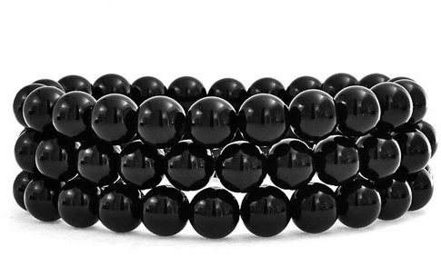 Bling Jewelry Unisex Stackable Set Von 3 Edelstein Runde Perle 8Mm Stretch Armband Für Frauen Teen Männer Multi Strand Stacking Einstellbar