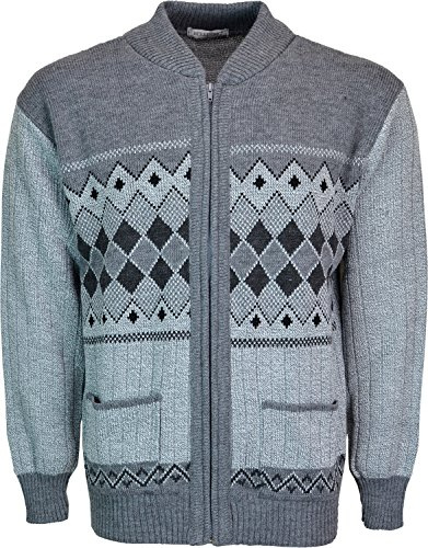 Mens Knitted Cardigan Classic Style Cardigans V Neck Zipper Jumper Multi Colored (X-Large, Grey-Grey)