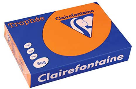 Clairefontaine 1761C – Ries skrivarpapper/kopieringspapper, troféer, intensiva färger, DIN A4, 80 g, 500 ark, orange, 1 Ries