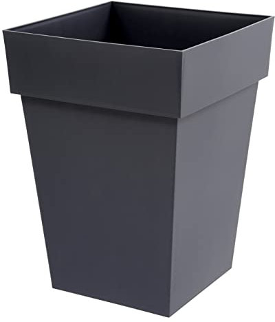 EDA - Pot de Fleur Carré Mi-Haut Toscane - Volume 51 L - 39 x 39 x H.53 cm, Gris Anthracite