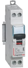 407700 Disjoncteur unipolaire + neutre 16A - 1P+N Courbe C - 6/10kA - À vis - Legrand DX3