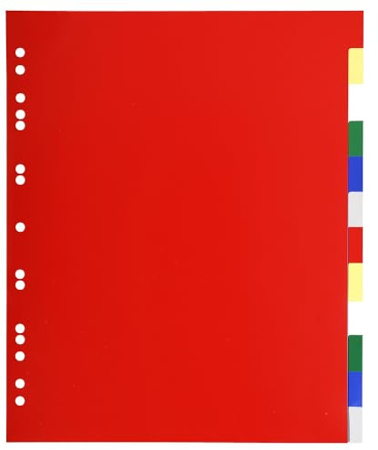 Exacompta 93H 50er Pack Premium-Register für DIN A4 MAXI aus langlebigem Kunststoff 12-teilig volle Höhe 24 x 29,7 cm vollfarbig 2 x 6 Farben PP Trennblätter Trennstreifen