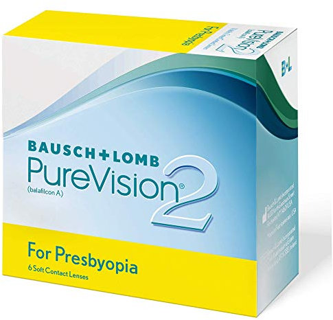 Bausch + Lomb PureVision 2 for Presbyopia Monatslinsen, sehr dünne Gleitsicht-Kontaktlinsen, weich, 6 Stück BC 8.6 mm/DIA 14 / -8.5 Dioptrien/ADD High
