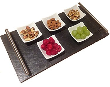 Schiefer Servierplatte mit Griffe/Buffetplatte/Käseplatte 20/40/0,5 Natur 1 Stück