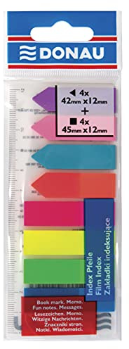 DONAU 7579001PL-99 Haftstreifen/Haftmarker, PP, 12 x 45 mm/12 x 42 mm, Rechteckform/Pfeilform, 5x25 Stück, verschiedene Farben