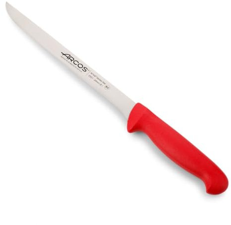 Arcos Serie 2900 - Coltello di Filetto Coltello Bistecca - Lama Acciaio Inossidabile Nitrum 200 mm - Manico Polipropilene Colore Rosso