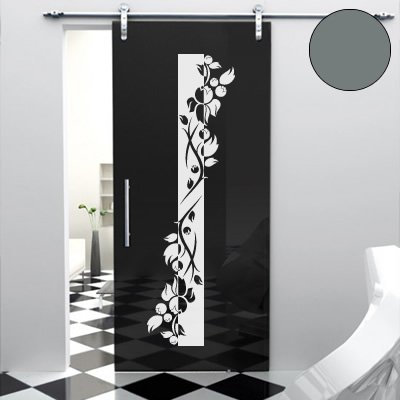 A443 Tür-/Wandtattoo Blumen Banner 160cm x 48cm grau (erh. in 40 Farben und 7 Größen)