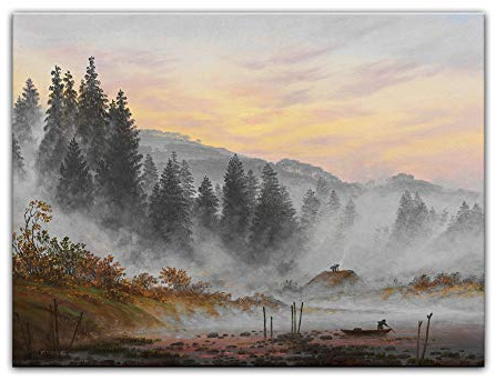 Bilderdepot24 Wandbild Caspar David Friedrich - Der Morgen - 80x60cm quer - Alte Meister Berühmte Gemälde Kunstdruck Bild auf Leinwand