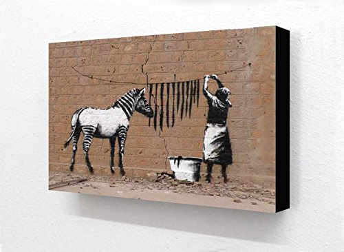 Laminated Posters Banksy Zebra Washing Line Horizontal 6 x 4 Inches Postcard Size Block Mounted Print