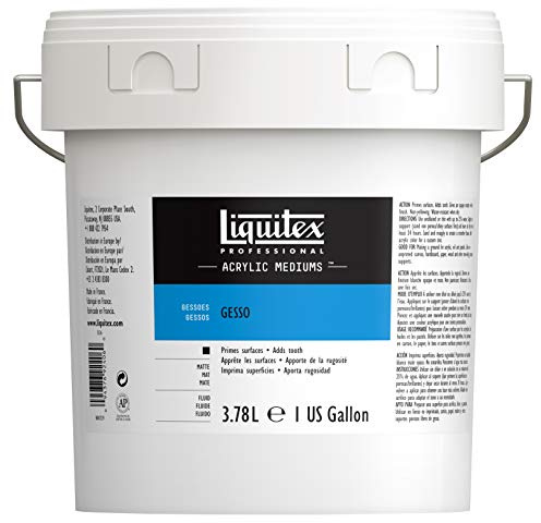 Liquitex 5336 Professional Gesso, grundfärg för akrylfärger, ljus och åldringsbeständig primer, klar för användning – 3, 79 l hink, vit