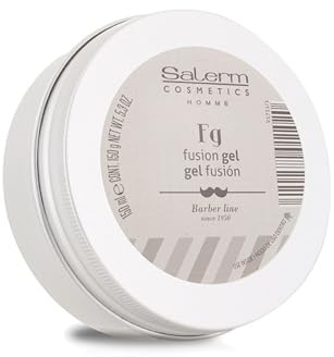SALERM - Fijador de Pelo en Gel para Hombre - Fusion Gel - Homme Barber Line - 150 ml - Gomina Efecto Mojado - Fijación de Larga Duración - con Oligoelementos que Aportan Vitalidad al Cabello