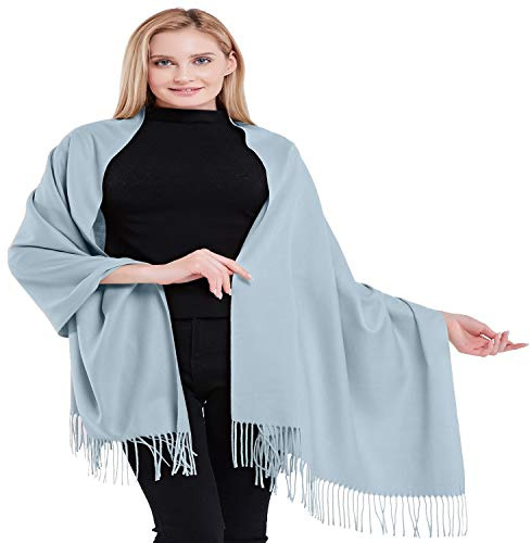 CJ Apparel hög kvalitet 100 % kashmir 2 lager sjalar handgjorda av Nepal sjal scarf ny, Baby blå, en storlek