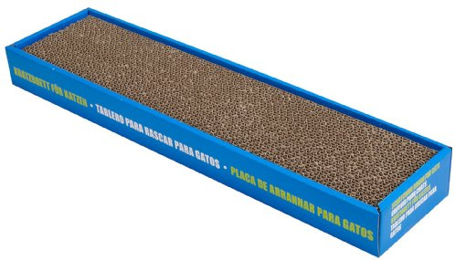Catit Kratzpappe fuer Katzen, Kratzbrett aus Pappe, mit Katzenminze, schmal, 48 x 12,5 x 5,5cm