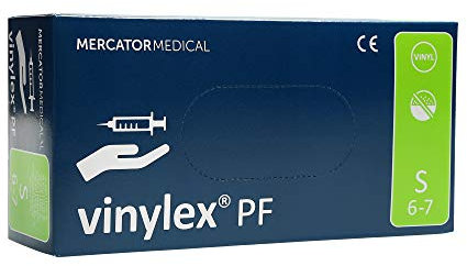 MERCATOR MEDICAL Vinylex - Guanti in vinile senza polvere, misura S, confezione da 100