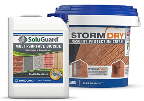 Stormdry Masonry Waterproofing Cream 3L + Soluguard Biocide - BBA Approved - 25 Year Ultimate Home Protection Bundle for Effective Wall Weatherproofing