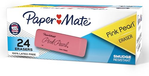 Paper Mate Pink Pearl Erasers, Medium, 24 Count - Back to School, Classroom, Teacher Supplies