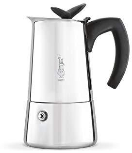 Bialetti - Musa Induction, Cafetière Expresso en Inox, Adaptée à Tous Les Types de Plaques de Cuisson, Plastique, 6 Tasses (270 Ml), Argenté