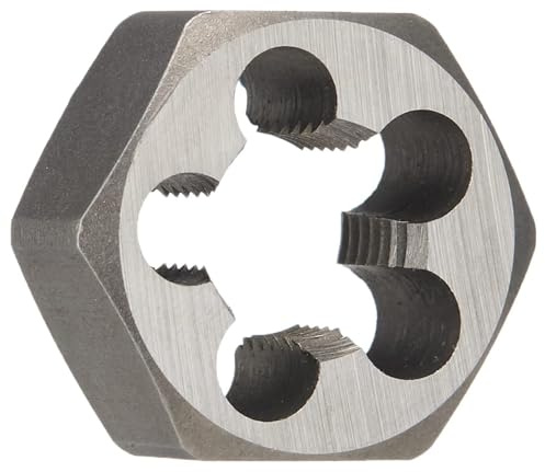Broca América DWT de acero de carbono terraja de roscar hexagonal (# 4 – 40 – 5 -8, M1.6 x .35 – M50 x 1,5, estándar y mano izquierda), sin revestimiento (acabado brillante)