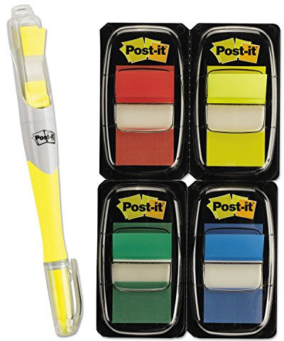 Post-it Flaggen Seite Flagge Value Pack, sortierte Farben, 200 2,5 cm Flaggen, 50 Textmarker/Pen Flaggen