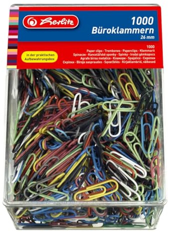 herlitz Büroklammern, aus Metall, kunststoffummantelt, 26 mm