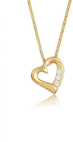 Elli DIAMONDS Halskette Damen Herz Liebe mit Diamant (0.045 ct.) in 585 Gelbgold