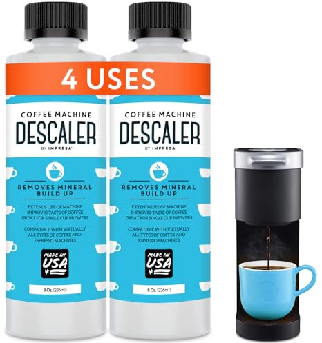 Descaler (2 Pack, 2 Uses Per Bottle) - Made in the USA - Universal Descaling Solution Compatible with Keurig, Nespresso, Delonghi and All Single Use Coffee and Espresso Machines