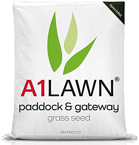 A1 Lawn, Paddock & Gateway Grass Seed - UK Fast Growing, Hard Wearing & Animal Friendly, Ideal for Horse Grazing, Repair, New Grass, Over Seeding & Thickening, DEFRA, FERA, SASA Certified, 15kg