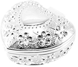 Brillibrum Design Schmuckschatulle mit Blumen-Muster Schmuckdose versilbert anlaufgeschützt Ringbox aus Metall Schmuckschatulle für Frauen & Mädchen