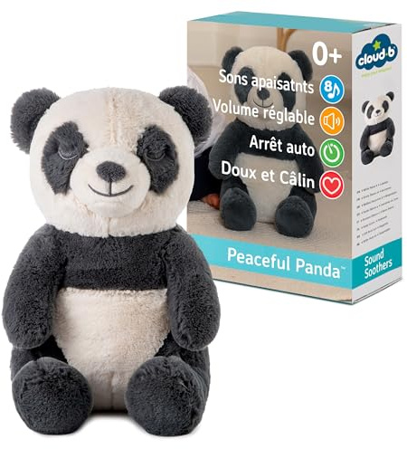 Cloud b | Beruhigende Klangmaschine | Kuscheliges Plüschtier | 8 Geräusche & Schlaflieder | Einstellbare Lautstärke & Auto-Off | Einschlafhilfe für Babys | Pandabär